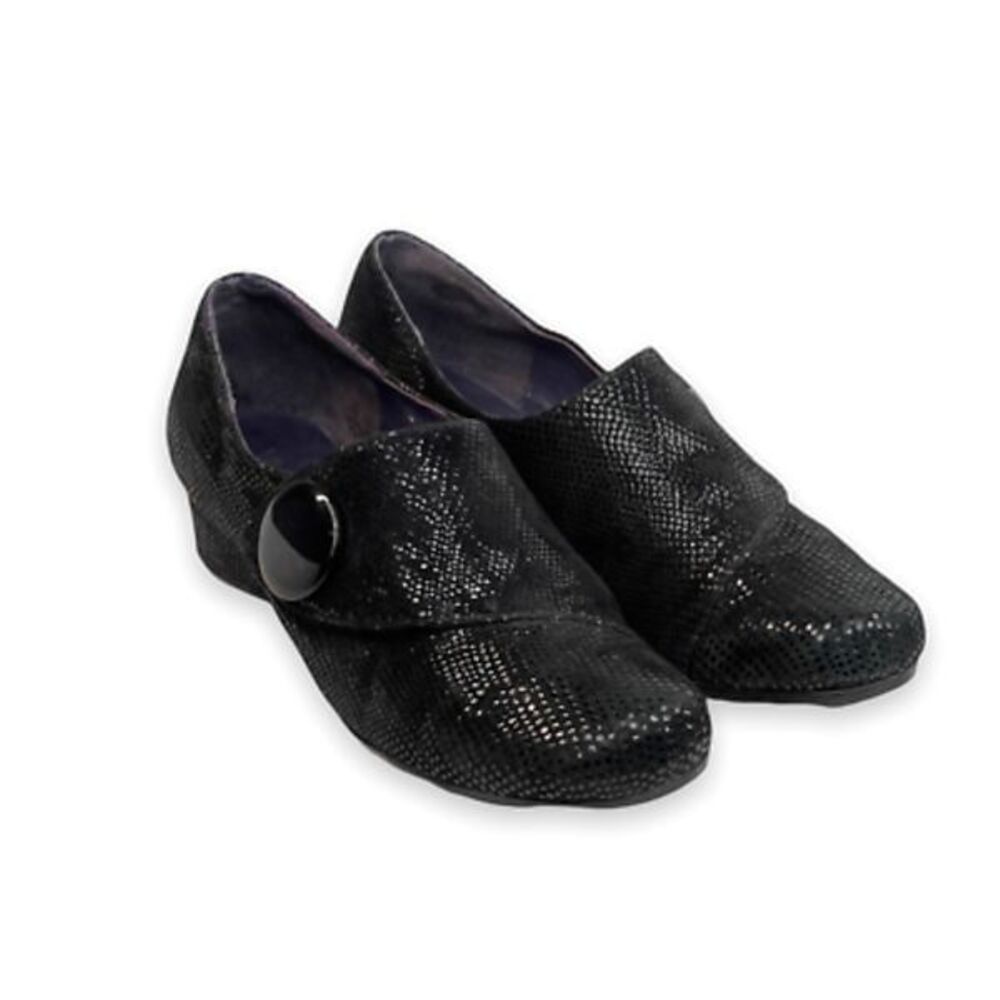 Vaneli Womens Loafer Shoes Black Snakeskin Embossed Monk Strap Round Toe US 6 M